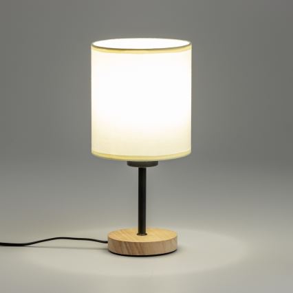 Brilagi - Bordlampe NUBILA WOOD 1xE27/25W/230V eg/sort/cremefarvet