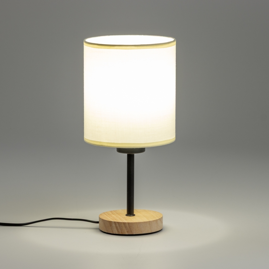 Brilagi - Bordlampe NUBILA WOOD 1xE27/25W/230V eg/sort/cremefarvet