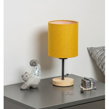 Brilagi - Bordlampe NUBILA WOOD 1xE27/25W/230V eg/sort/gul