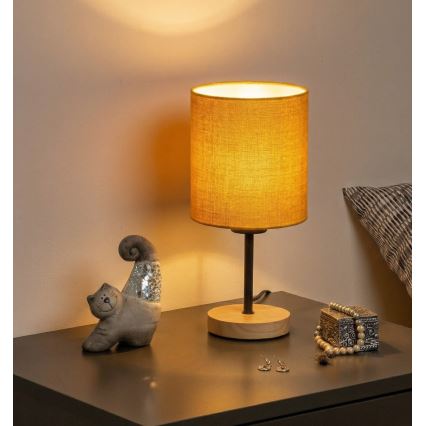 Brilagi - Bordlampe NUBILA WOOD 1xE27/25W/230V eg/sort/gul