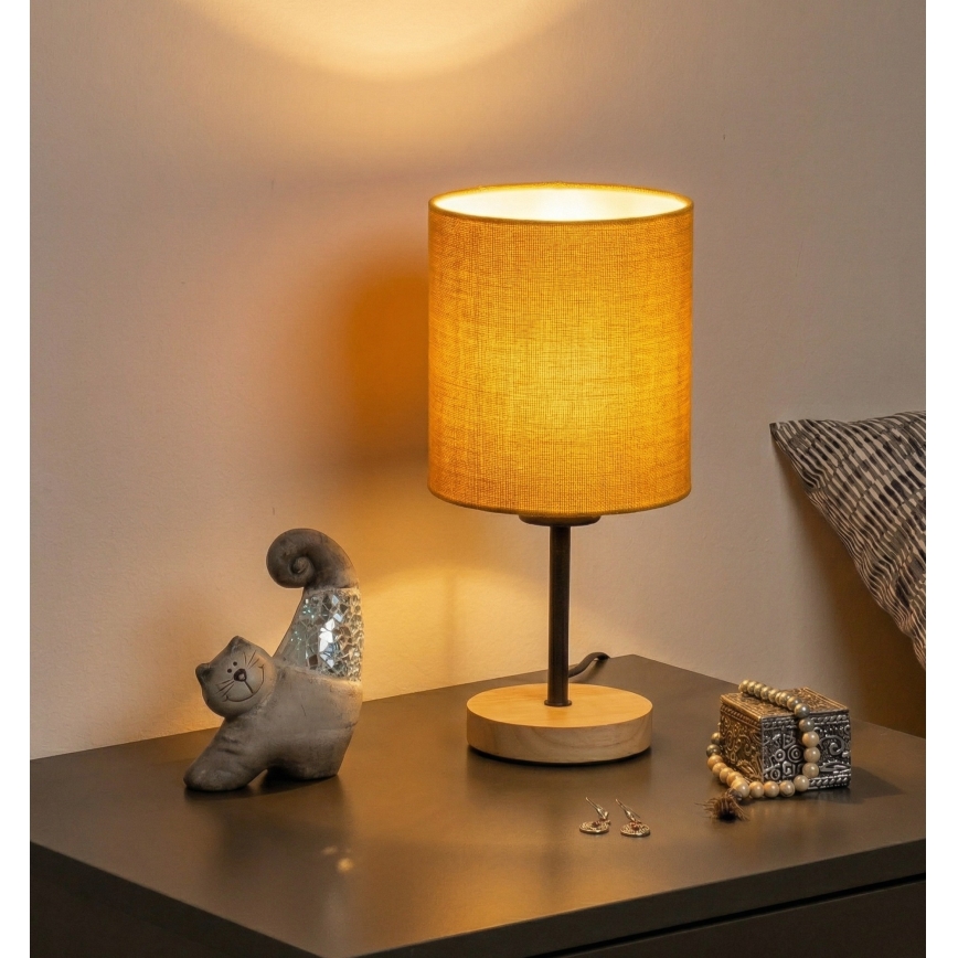 Brilagi - Bordlampe NUBILA WOOD 1xE27/25W/230V eg/sort/gul