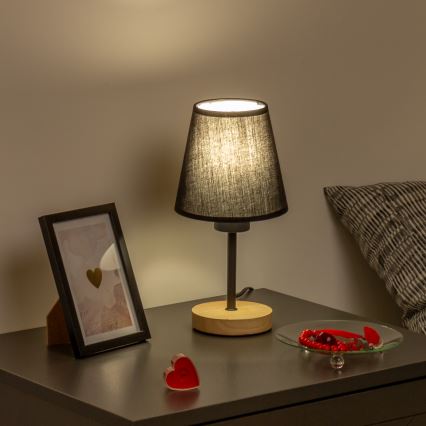 Brilagi - Bordlampe NUBILA WOOD 1xE27/25W/230V eg/sort