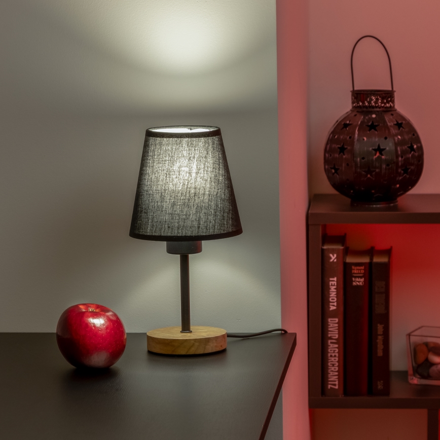 Brilagi - Bordlampe NUBILA WOOD 1xE27/25W/230V eg/sort