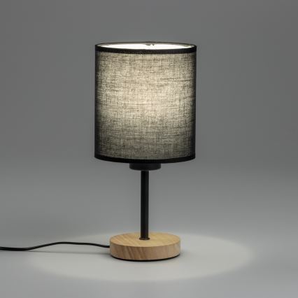 Brilagi - Bordlampe NUBILA WOOD 1xE27/25W/230V eg/sort