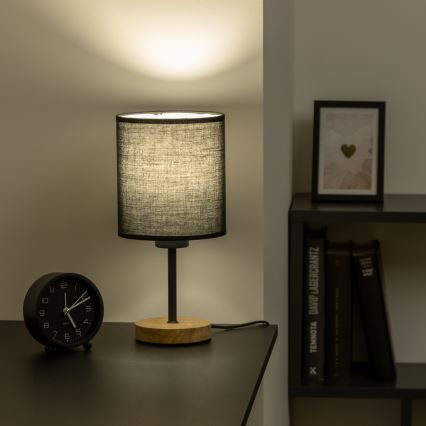 Brilagi - Bordlampe NUBILA WOOD 1xE27/25W/230V eg/sort