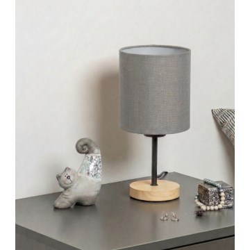 Brilagi - Bordlampe NUBILA WOOD 1xE27/25W/230V eg/sort/lysegrå