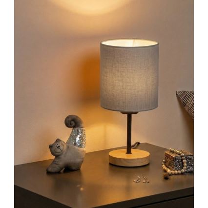 Brilagi - Bordlampe NUBILA WOOD 1xE27/25W/230V eg/sort/lysegrå