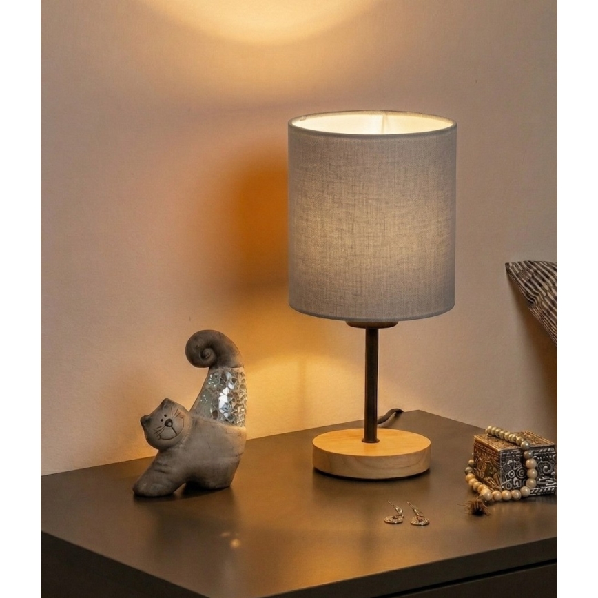 Brilagi - Bordlampe NUBILA WOOD 1xE27/25W/230V eg/sort/lysegrå