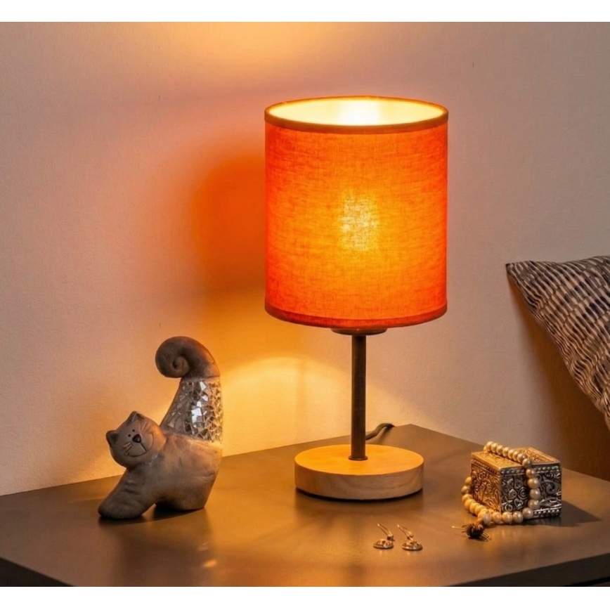 Brilagi - Bordlampe NUBILA WOOD 1xE27/25W/230V eg/sort/orange