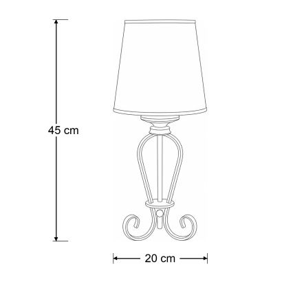 Brilagi - Bordlampe SONIA 1xE27/15W/230V cremefarvet/patina