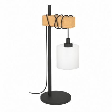 BRILAGI - Bordlampe WOOD GLASS 1xE27/40W/230V brun/sort/hvid