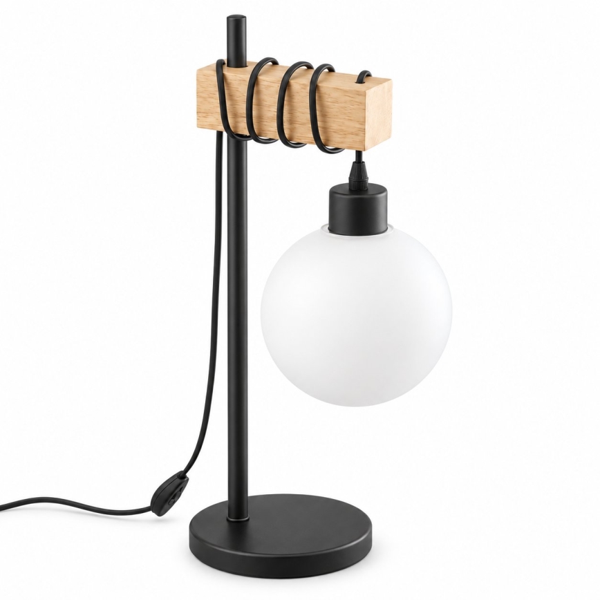 BRILAGI - Bordlampe WOOD GLASS 1xE27/40W/230V brun/sort/hvid