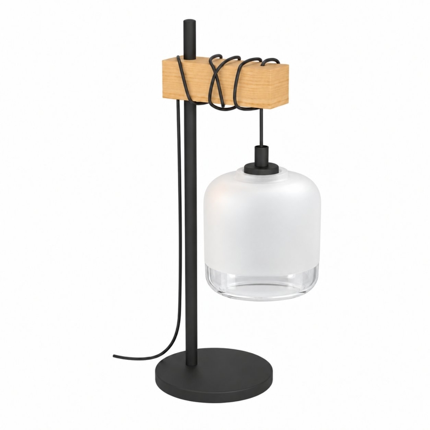 BRILAGI - Bordlampe WOOD GLASS 1xE27/40W/230V brun/sort/hvid