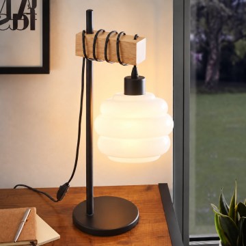 BRILAGI - Bordlampe WOOD GLASS 1xE27/40W/230V brun/sort/hvid