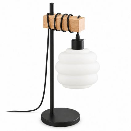 BRILAGI - Bordlampe WOOD GLASS 1xE27/40W/230V brun/sort/hvid