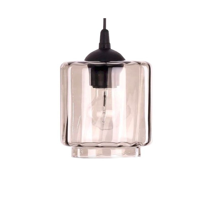 BRILAGI - Bordlampe WOOD GLASS 1xE27/40W/230V brun/sort/røget beige