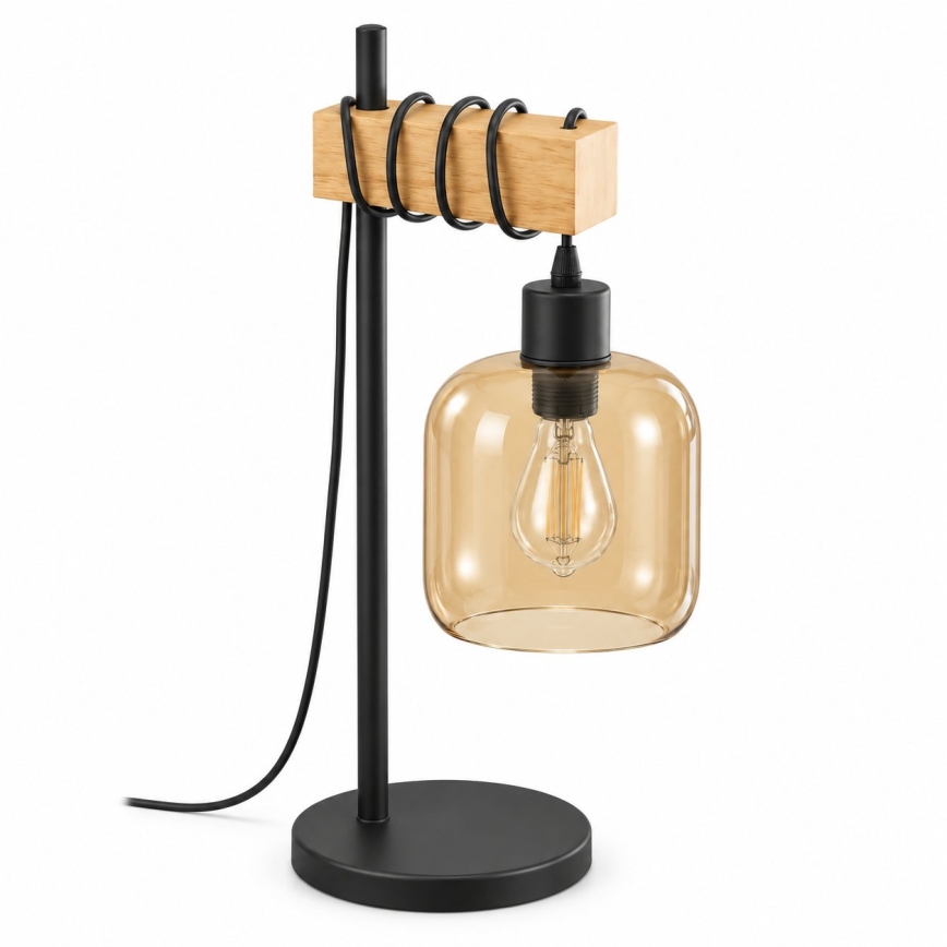 BRILAGI - Bordlampe WOOD GLASS 1xE27/40W/230V brun/sort/røgfarvet brun