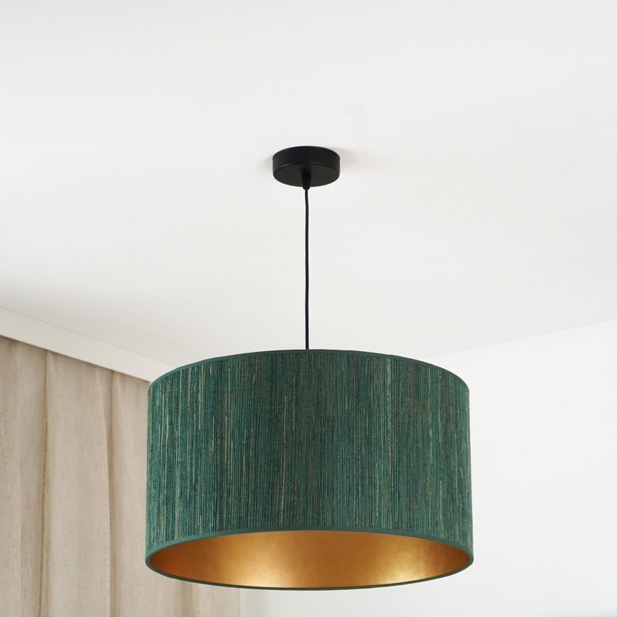 Brilagi - Loftlampe på wire BOSTON ROLLER 1xE27/15W/230V Ø 45 cm strå grøn/guld