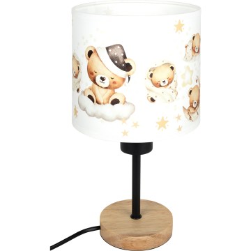 Brilagi - Børnebordlampe BOBO WOOD 1xE27/25W/230V eg/sort/hvid/bamser