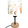 Brilagi - Børnebordlampe BOBO WOOD 1xE27/25W/230V eg/sort/hvid/dyremotiv
