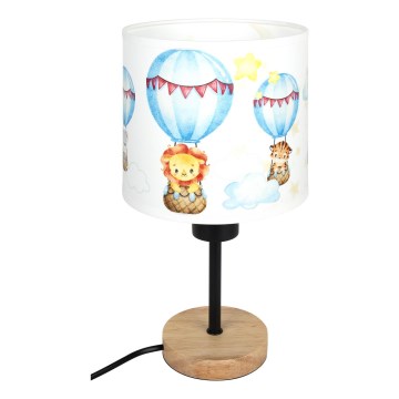 Brilagi - Børnebordlampe BOBO WOOD 1xE27/25W/230V eg/sort/hvid/dyremotiv