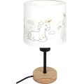 Brilagi - Børnebordlampe BOBO WOOD 1xE27/25W/230V eg/sort/hvid/enhjørninger