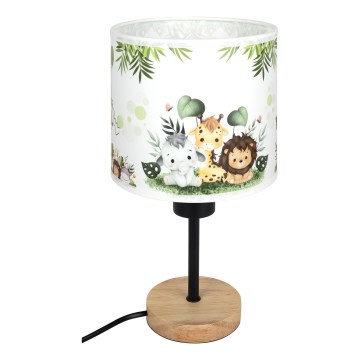 Brilagi - Børnebordlampe BOBO WOOD 1xE27/25W/230V eg/sort/hvid/grøn/jungle