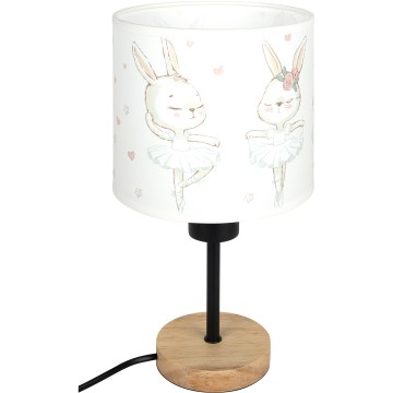 Brilagi - Børnebordlampe BOBO WOOD 1xE27/25W/230V eg/sort/hvid/kaniner