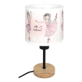 Brilagi - Børnebordlampe BOBO WOOD 1xE27/25W/230V eg/sort/hvid/lyserød/ballerinaer