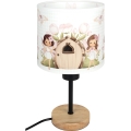 Brilagi - Børnebordlampe BOBO WOOD 1xE27/25W/230V eg/sort/hvid/lyserød/feer
