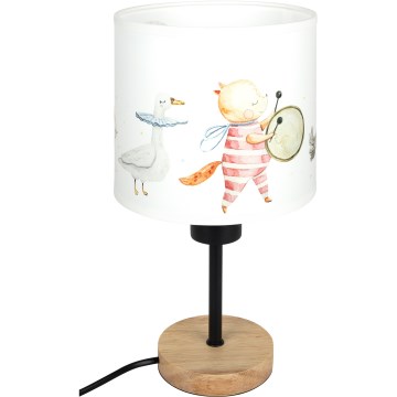 Brilagi - Børnebordlampe BOBO WOOD 1xE27/25W/230V eg/sort/hvid/med dyremotiver