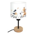 Brilagi - Børnebordlampe BOBO WOOD 1xE27/25W/230V eg/sort/hvid/med dyremotiver