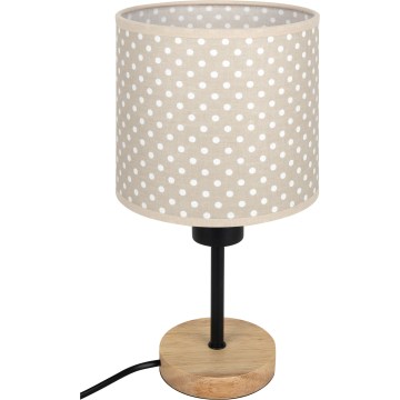 Brilagi - Børnebordlampe BOBO WOOD 1xE27/25W/230V egetræ/sort/beige/med prikker