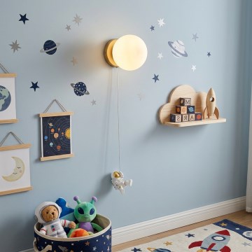 Brilagi - Børnevæglampe ASTRO 1xE14/15W/230V hvid