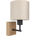 Brilagi - Børnevæglampe BOBO WOOD 1xE27/25W/230V eg/sort/beige/prikker
