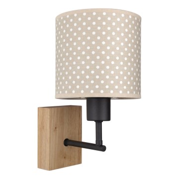 Brilagi - Børnevæglampe BOBO WOOD 1xE27/25W/230V eg/sort/beige/prikker