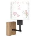 Brilagi - Børnevæglampe BOBO WOOD 1xE27/25W/230V eg/sort/creme/kaniner
