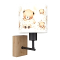 Brilagi - Børnevæglampe BOBO WOOD 1xE27/25W/230V eg/sort/hvid/bamser