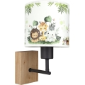Brilagi - Børnevæglampe BOBO WOOD 1xE27/25W/230V eg/sort/hvid/grøn/jungle
