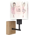 Brilagi - Børnevæglampe BOBO WOOD 1xE27/25W/230V eg/sort/hvid/rosa/ballerinaer