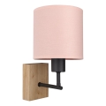 Brilagi - Børnevæglampe BOBO WOOD 1xE27/25W/230V eg/sort/lyserød