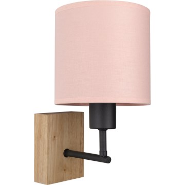 Brilagi - Børnevæglampe BOBO WOOD 1xE27/25W/230V eg/sort/lyserød