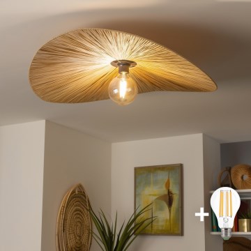 Brilagi - CERIA BOHO LED overflademonteret loftlampe 1xE27/40W/230V Ø 80 cm raffia/eg