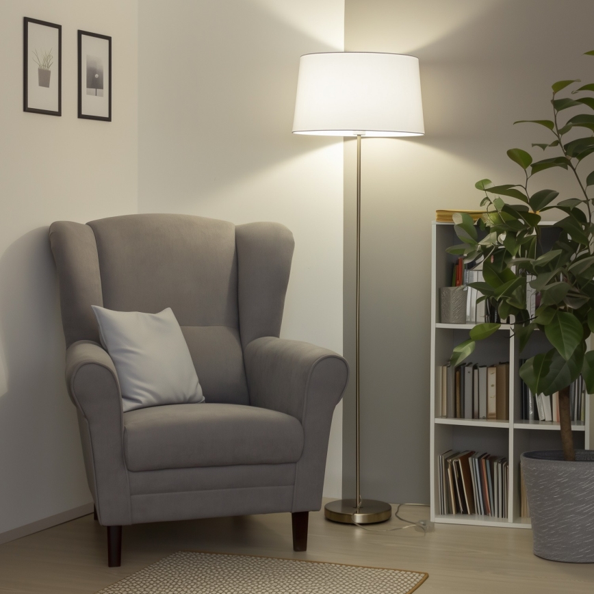 Brilagi - CERIA LED gulvlampe 1xE27/40W/230V Ø 45 cm hvid/mat krom