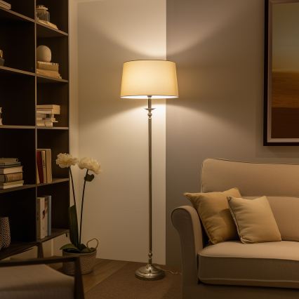 Brilagi - CERIA LED-gulvlampe 1xE27/60W/230V Ø 45 cm blank krom/beige