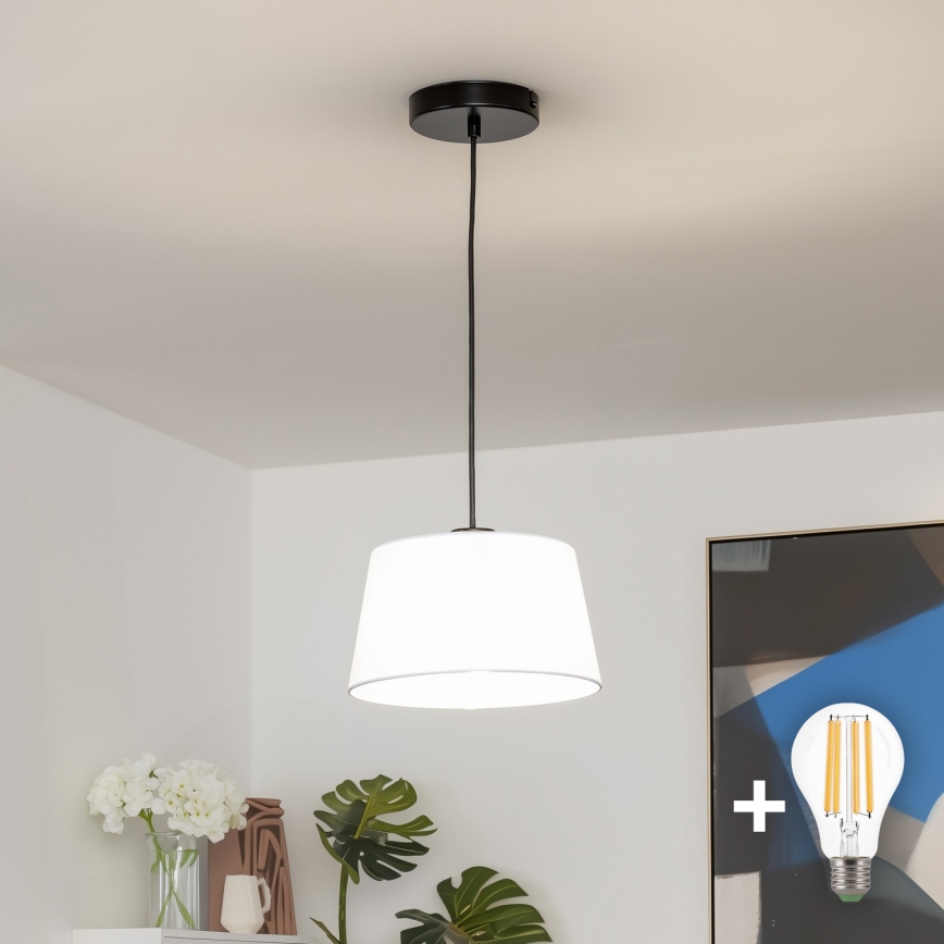 Brilagi - CERIA LED-pendel med wireophæng 1xE27/40W/230V Ø 25 cm hvid