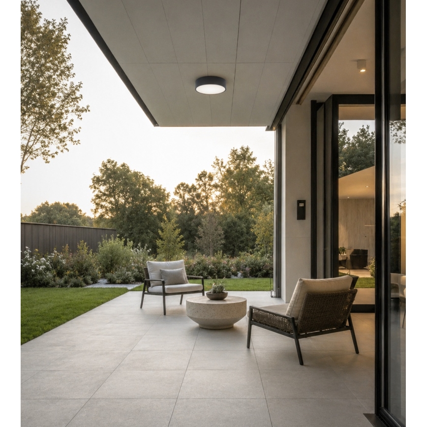 Brilagi - Loftlampe til badeværelse med bevægelses- og skumringssensor CLARE 2xE27/24W/230V Ø 30 cm antracit IP54