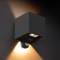 Brilagi - CUBE LED udendørs væglampe med sensor, 6 W/230 V, sort, IP65