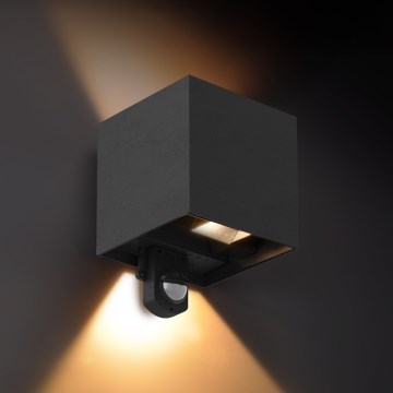 Brilagi - CUBE LED udendørs væglampe med sensor, 6 W/230 V, sort, IP65