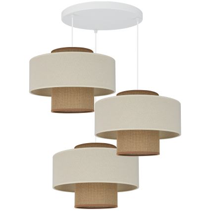 Brilagi - Loftlampe på kabel DALLAS 3xE27/15W/230V brun/krem/hvid